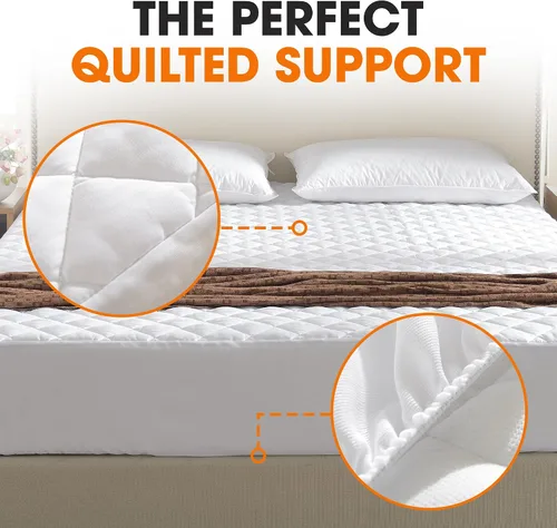 Miniatura 4 de Cheer Collection Protector de colchón – Funda de colchón acolchada con bolsillos profundos para un sueño cómodo – Protector de colchón premium