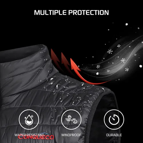 Miniatura 5 de CONQUECO Chaleco calefactable, chaleco térmico ligero para mujer con batería