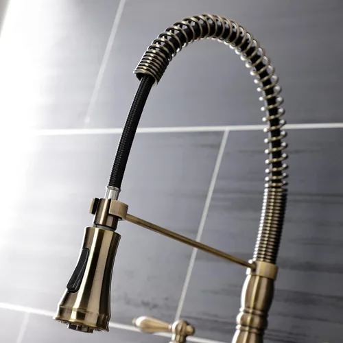 Miniatura 4 de Kingston Brass GS1273AL Heritage - Grifo de cocina con rociador extraíble, latón antiguo, 14.13 x 10 x 18.75 pulgadas