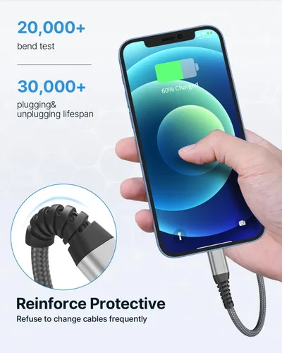 Miniatura 5 de Cargador para iPhone [certificado Apple MFi] Paquete de 2 cables Lightning de 10 pies de largo, cable de carga rápida de nailon trenzado