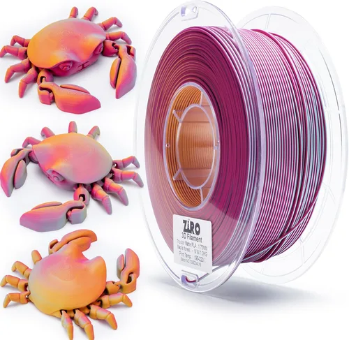 Miniatura 28 de ZIRO - Filamento PLA para impresora 3D de 0.069 pulgadas, filamento sedoso brillante multicolor para impresora 3D, cambio gradual de color PLA