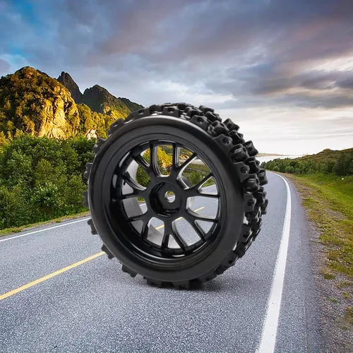 Miniatura 2 de 4 unids negro escala 1:10 RC neumáticos llantas cruce goma en carretera piezas