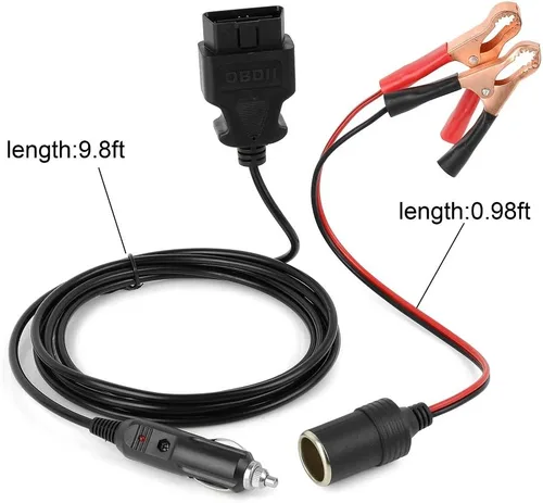 Miniatura 4 de OBD II - Cable de alimentación de emergencia para vehículo ECU, cable de diagnóstico para automóvil, ahorro de memoria (9.8 ft) con clip