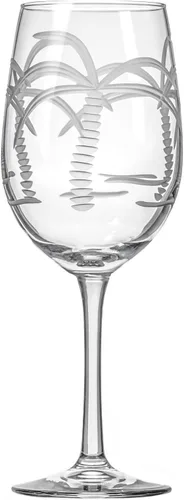 Miniatura 2 de Rolf Glass Juego de 4 copas de vino blanco de 12 onzas con diseño de palmera grabada, sin plomo, diseñadas y fabricadas en los Estados Unidos
