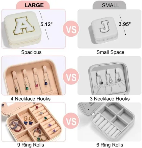 Miniatura 3 de Parima Joyero grande para niñas, joyero con inicial de viaje para niñas Caja organizadora de joyas grande Joyero de viaje organizador de joyero