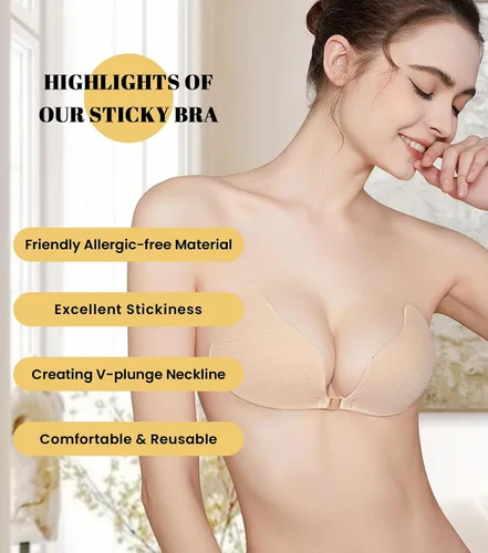 Miniatura 4 de Autbre Sujetador adhesivo sin tirantes sin espalda push up silicona invisible sujetadores adhesivos para mujeres cintas de pecho