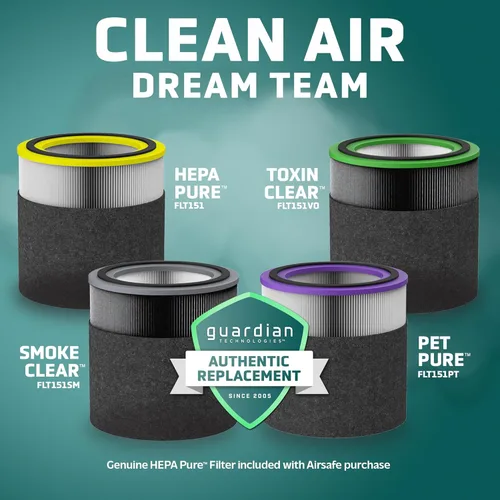 Miniatura 6 de GermGuardian Airsafe+ Purificador de aire HEPA para el hogar, habitaciones grandes de hasta 1043 pies cuadrados con filtro de aire HEPA, luz UV-C