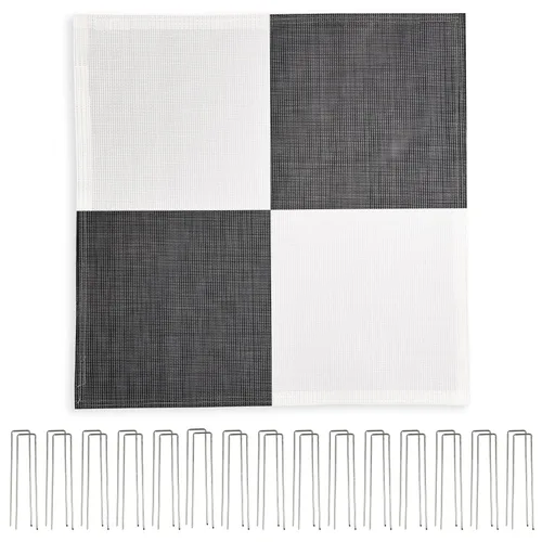 Sky High Bull's-Eye Punto de control de tierra degradable para drones (24 x 24 pulgadas) GCP con 30 grapas (tablero de ajedrez negro/blanco) |
