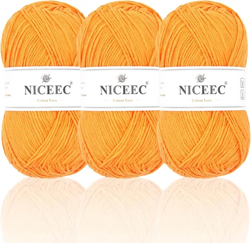 Miniatura 8 de NICEEC Hilo de algodón suave de 3 madejas, 5 capas, mezcla de algodón, suave y resistente, hilo para ganchillo y tejido, manualidades de bricolaje