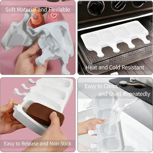 Miniatura 3 de Herramienta de helado, herramienta de barra de hielo de silicona multirejilla, a prueba de calor, reutilizable, herramienta para hacer helados
