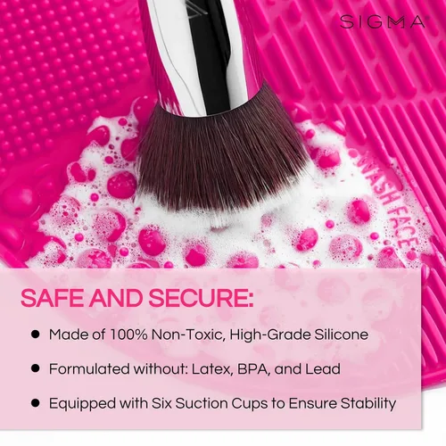 Miniatura 7 de Sigma Beauty Sigma Spa® Express Brush Cleaning Mat (rosa) - Alfombrilla de limpieza de brochas de maquillaje de silicona con ventosas para limpiar