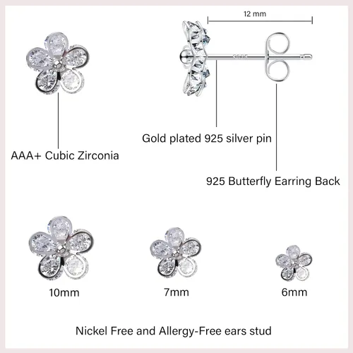 Miniatura 2 de Aretes de acero quirúrgico para orejas sensibles, 6 pares de aretes redondos de circonia cúbica transparente, hipoalergénicos, multipiercing