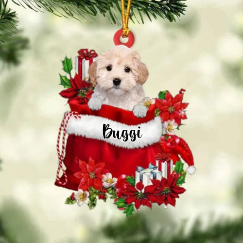 Miniatura 72 de Perro Akita Inu personalizado en bolsa de regalo, adorno de Navidad, nombre personalizado, regalo para amantes de los perros, familia, Navidad