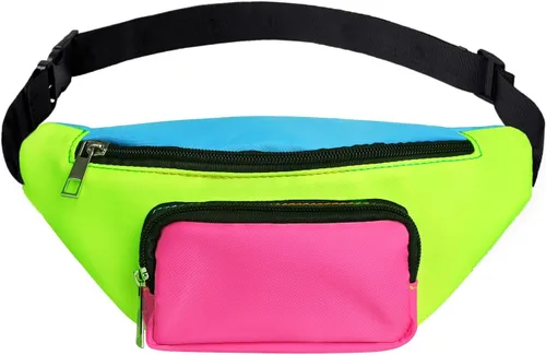 Riñonera retro de los años 80 con tres bolsillos para mujeres y hombres, para viajes, festivales, fiestas temáticas, accesorios vintage, rave, talla