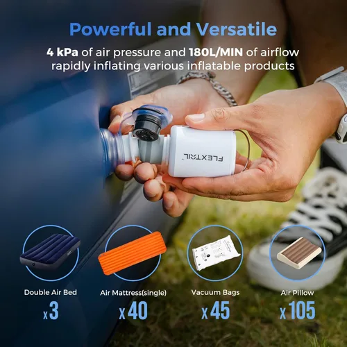 Miniatura 3 de FLEXTAILGEAR Bomba de Aire Portátil con Linterna de Camping Tiny Pump 2X Bomba de Aire de 4kPa para Inflables Bomba de Colchón de Aire Recargable