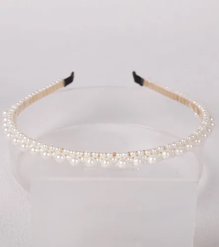 Miniatura 27 de YARN & INK Cintas para el cabello de mujer con perlas barrocas de terciopelo y lazo de strass, estilo retro vintage hecho a mano, elegante accesorio