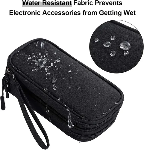 Miniatura 3 de Organizador de accesorios de viaje, bolsa electrónica para mantener los cables en orden (tamaño mediano, negro)