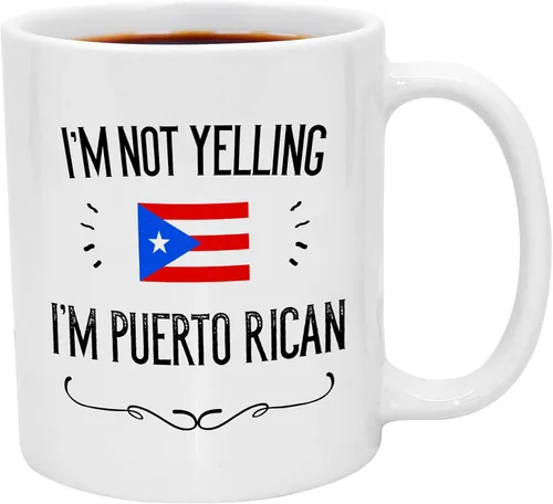 Casitika Recuerdos y Regalos Graciosos de Puerto Rico. No Estoy Gritando, Soy Puertorriqueño Taza de Café. Idea de Regalo para Hombres y Mujeres