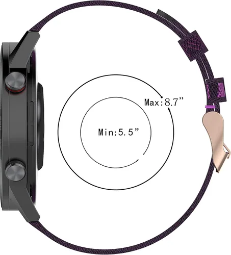 Miniatura 6 de Senter Correas de reloj de nailon suave y rápido para hombres y mujeres, correa de reloj de nailon suave compatible con reloj Honor GS3i Smart Watch