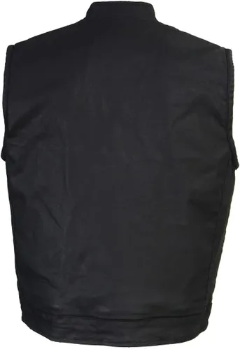 Miniatura 6 de Milwaukee Leather MDM3025 - Chaleco de motociclista con revestimiento encerado negro para hombre, estilo club, con cuello de camisa y cuello