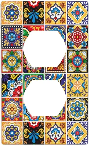 Miniatura 14 de Placas de Interruptor de Luz de Palanca Simple con Flores de Pájaros y Cubiertas de Enchufes Decorativas, Placa de Pared Eléctrica Receptáculo