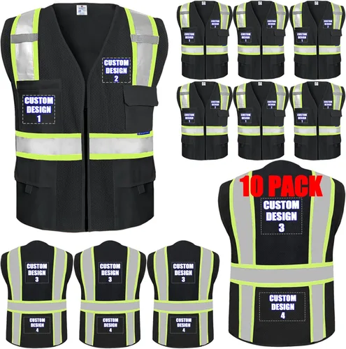 Chalecos de seguridad con logotipo personalizado (S, M, L, XL, 2XL, 3XL, 4XL) Chalecos de seguridad reflectantes de alta visibilidad Clase 2