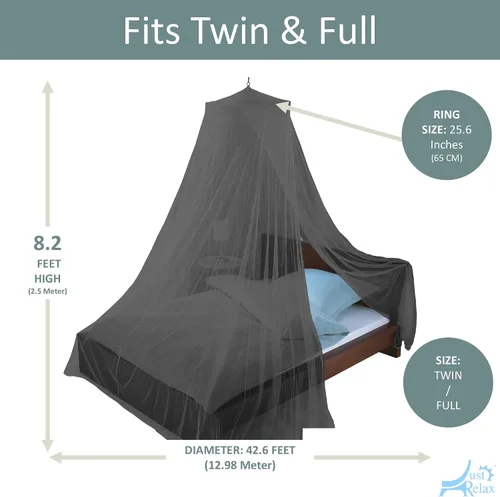 Miniatura 4 de Just Relax Elegante juego de toldo de red decorativo que incluye kit completo para colgar, ideal para interiores o exteriores, diseñado para cubrir