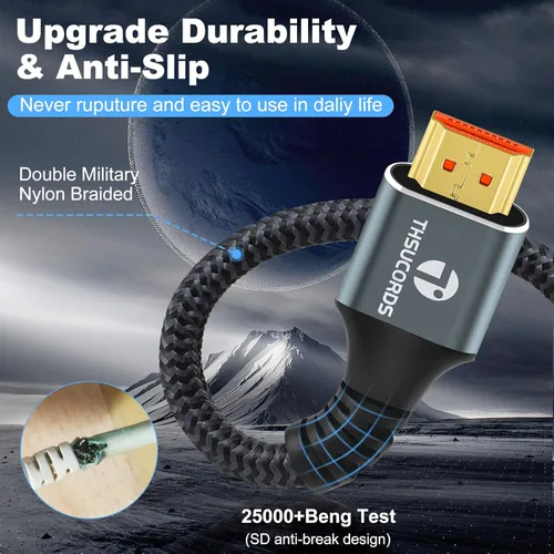 Miniatura 3 de Thsucords Cable HDMI 8K 4K de 1.6 pies, Cable HDMI 2.1 Trenzado de Alta Velocidad de HDMI a HDMI Compatible con 8K@60Hz, 4K@120Hz 144Hz 48Gbps