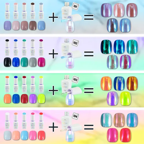 Miniatura 3 de CHARMACY Juego de 12 esmaltes de uñas en gel, polvo líquido cromado, efecto espejo de camaleón metálico, color rojo y negro, kit de esmalte de uñas