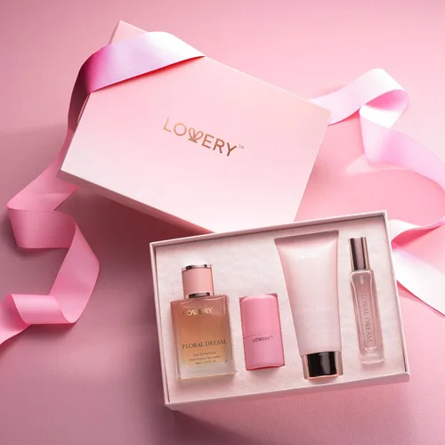 Miniatura 6 de Set de perfume y desodorante 4 en 1 para mujer, 4 piezas de perfume rosa Eau de Parfum - Set de regalo de perfumes para mujer con barra