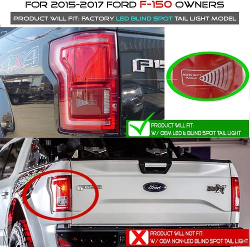 Miniatura 3 de ACANII - Para 2015 2016 2017 Ford F150 camión w/sensor de punto ciego rojo claro completo LED luz tubo luces traseras lámparas de freno