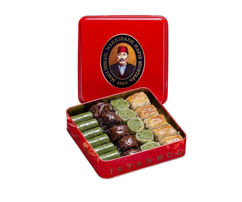 Hafiz Mustafa 1864 Istanbul Baklava - Caja de pastelería - Bocadillos de postre de Baklava horneados hechos de hojas de masa filo fresca, pistacho,