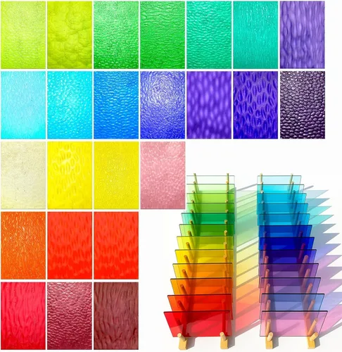 Miniatura 7 de Treela 24 piezas de vitrales vibrantes de 4 x 6 pulgadas, suministros de vitrales, mosaicos para proyectos de manualidades, variedad de arte