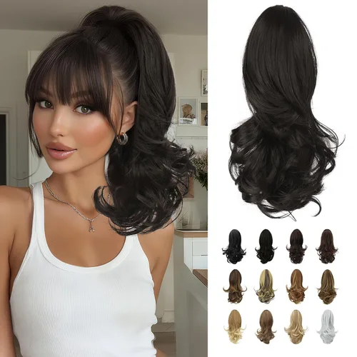Miniatura 15 de Sofeiyan Extensión de cola de caballo de 11 pulgadas con clip de garra, extensiones de cabello con cola de caballo, cola de caballo larga y rizada