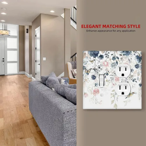 Miniatura 246 de Decorative Outlet Covers Blue Background White Cat Daisy Floral 2-Gang 1-Gang Wall Plate Single Toggle/Rocker Farmhouse Style Light Switch Covers