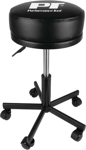 Miniatura 15 de Performance Tool W85011 Taburete de bar giratorio neumático con respaldo, giro de 360 grados, estructura de acero resistente, negro