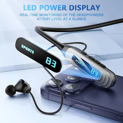 Miniatura 2 de MZYML - Auriculares Bluetooth con banda para el cuello 5.4, IPX5 impermeables con micrófono, 80 horas de reproducción, 1000 horas de espera