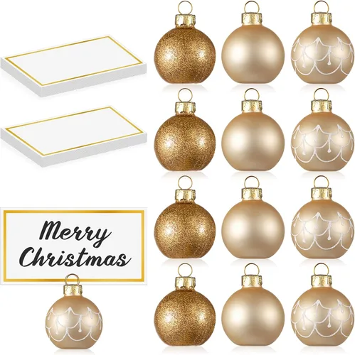 Civaner Juego de 12 Soportes para Tarjetas de Lugar de Adorno Navideño y Tarjetas de Nombre, Bola de Cristal Dorado, Soporte para Letrero de Números