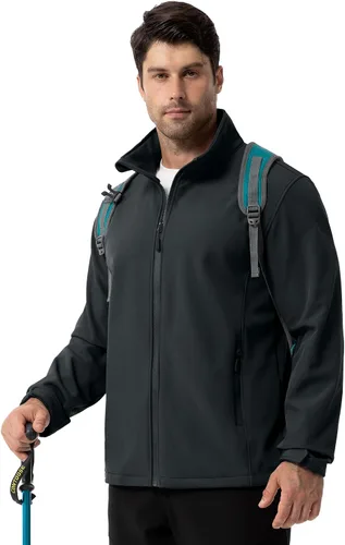 Miniatura 6 de ZITY Chaqueta Softshell Ligera para Hombre con Forro Polar Impermeable Chaqueta de Lluvia con Cremallera Carcasa Suave Cortavientos Rompevientos