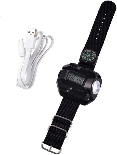 Miniatura 2 de Brújula de la antorcha LED táctico LED recargable al aire libre deporte reloj de pulsera