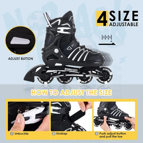 Miniatura 2 de Patines en línea ajustables con ruedas de luz completa, patines iluminadores al aire libre para niños y adultos, niñas y niños, hombres y mujeres