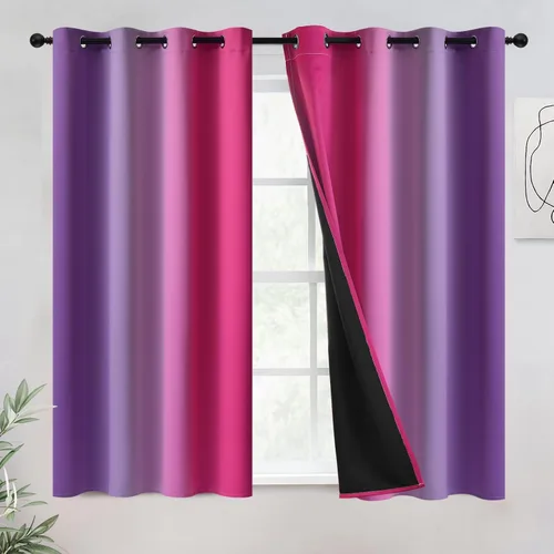 Miniatura 37 de COSVIYA - Cortinas 100% opacas y visillos con ombre, cortinas negras de 63 pulgadas de largo, 2 paneles, cortinas de oscurecimiento total