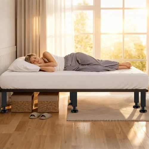 Miniatura 8 de 6 patas de soporte de cama de altura ajustable, patas de soporte de marco de cama de metal resistente, elevadores de muebles de 6.3 a 8.1 pulgadas