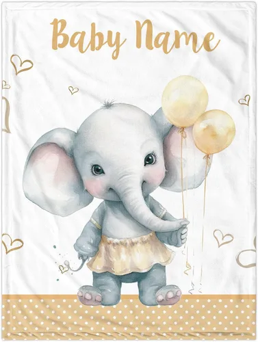 Miniatura 15 de Manta de bebé personalizada de elefante, manta de bebé floral con nombre para niñas, mantas de recepción de felpa suave para bebés recién nacidos