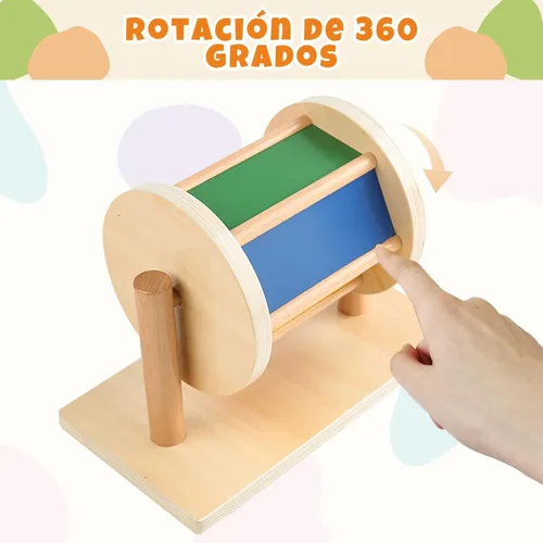 Miniatura 7 de Kit de Juguetes Montessori para Bebés - Espejo Montessori, Peekaboo, Rompecabezas con Asas, Tambor Giratorio Mediano - Para Niños de 6-12 Meses
