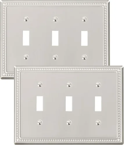Miniatura 52 de Paquete de 4 placas de cubierta para interruptor de luz de palanca individual, cubiertas decorativas de perlas, placa de pared de metal almendra