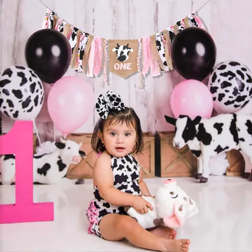 Miniatura 3 de Banner para silla alta de Cowgirl One – Decoración de cumpleaños de fiesta de vaquera, pancarta para silla de bebé, fondo de fotos de pastel