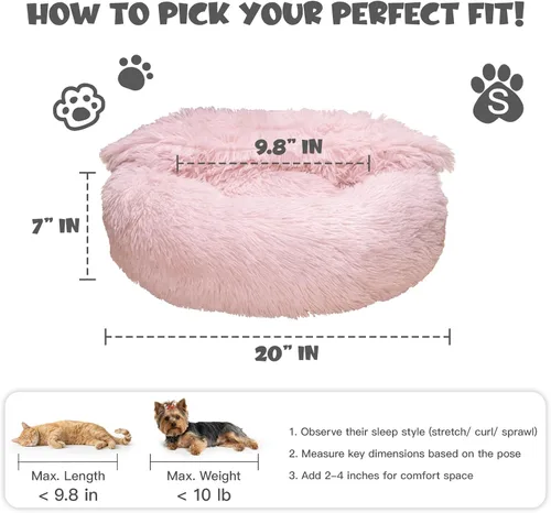 Miniatura 2 de Himax Camas para perros y gatos pequeños, cómodas camas para perros con manta adjunta, cama calmante antiansiedad esponjosa lavable