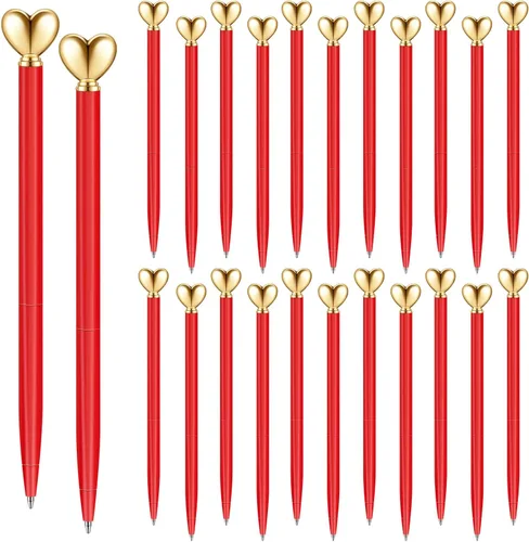 Miniatura 9 de Thenshop 24 piezas de bolígrafos con forma de corazón retráctiles de metal, lindos bolígrafos de 1.0 mm, tinta negra, bolígrafos de bola
