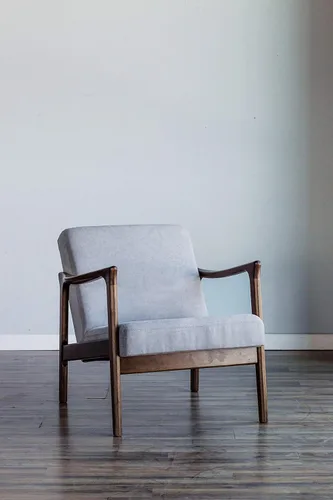 Miniatura 2 de Alpine Furniture Zephyr - Silla de salón retro de mediados de siglo con brazo de madera tapizado, muebles de sala de estar, 33 pulgadas de ancho x